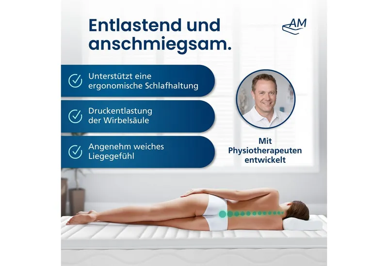 AM Qualitätsmatratzen, Topper Premium Gelschaum-Topper, Memory Foam, 6 cm hoch, 80x200 cm, Weiß, – Produktbild 4 von 5