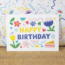 Bow & Hummingbird Bow & Hummingbird Postkarte Happy Birthday (Flowers) – Produktbild 1 von 1