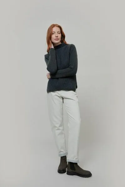 Rifò - Circular Fashion Made in Italy Rifò - Circular Fashion Made in Italy Recycelte Kaschmirwolle Pullover - Lorena, Grün-blau, – Produktbild 3 von 4
