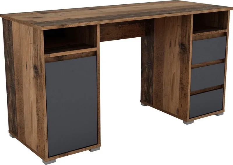OTTO home Schreibtisch Leeds, Breite 138 cm, Computertisch mit Schubladen, im modernen Design, Braun, – Produktbild 3 von 5
