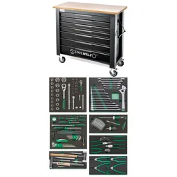 Stahlwille Stahlwille QR-Werkzeug-Sortiment mit Werkbank Schubl.7 anthrazit, RAL 7016 161 tlg. – Produktbild 1 von 1