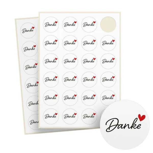 Fines Papeterie Fines Papeterie 24 Aufkleber Thank You mit verschiedenen Motiven rund auf Bogen – Produktbild 2 von 8