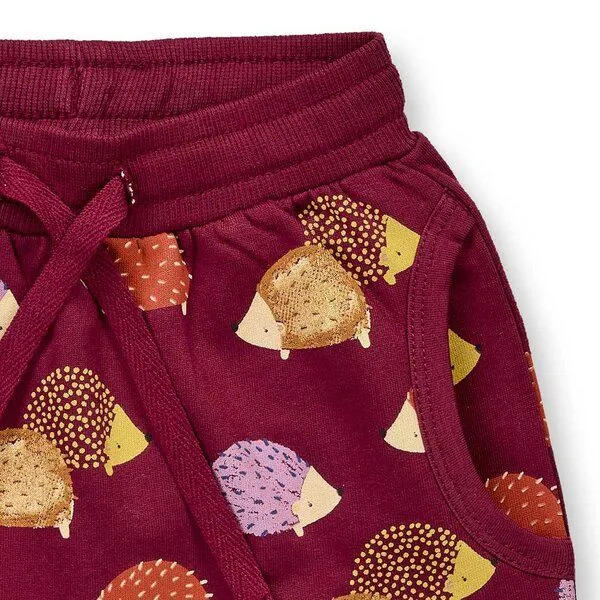 Sense Organics Sense Organics Babyhose mit Igel-Druck auf Weinrot, Modell NEVIN, Red, – Produktbild 3 von 4
