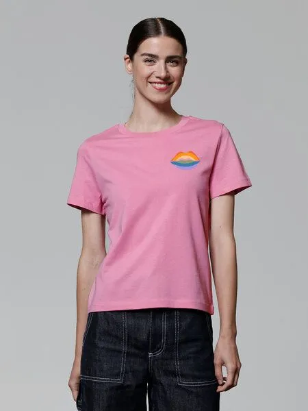 watapparel watapparel T-Shirt Frauen Kuss Kuss, Bubble pink, – Produktbild 2 von 3