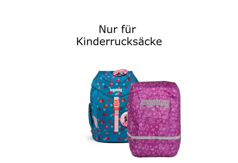 Ergobag Ergobag Schulranzen Regencape MINI, Pferde Lila (1 Stück), Regenhülle, reflektiert, NUR für Kinderrucksack, Lila, – Produktbild 2 von 3