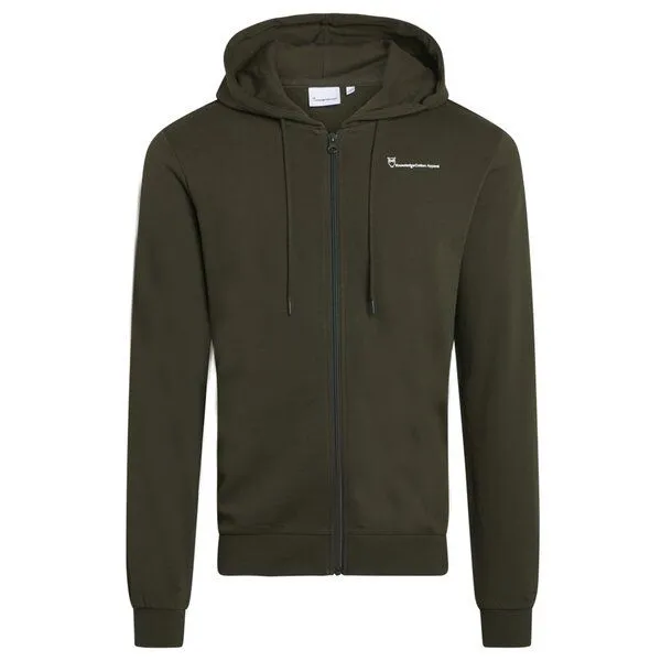 KnowledgeCotton Apparel KnowledgeCotton Apparel CEDAR Hood Zip Sweatjacke GOTS/Vegan, Grün (forrest night), – Produktbild 1 von 4