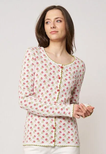 LANA Organic LANA Organic Strickjacke Jaquardmuster für Damen, Modell Lena, Rosalina ecru, – Produktbild 2 von 4