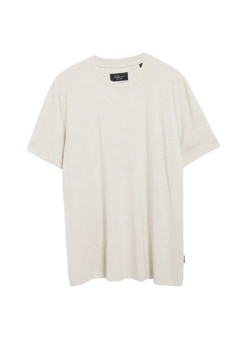 s.Oliver Weiches T-Shirt mit Lyocell und Flammgarnstruktur, Beige, – Produktbild 1 von 1