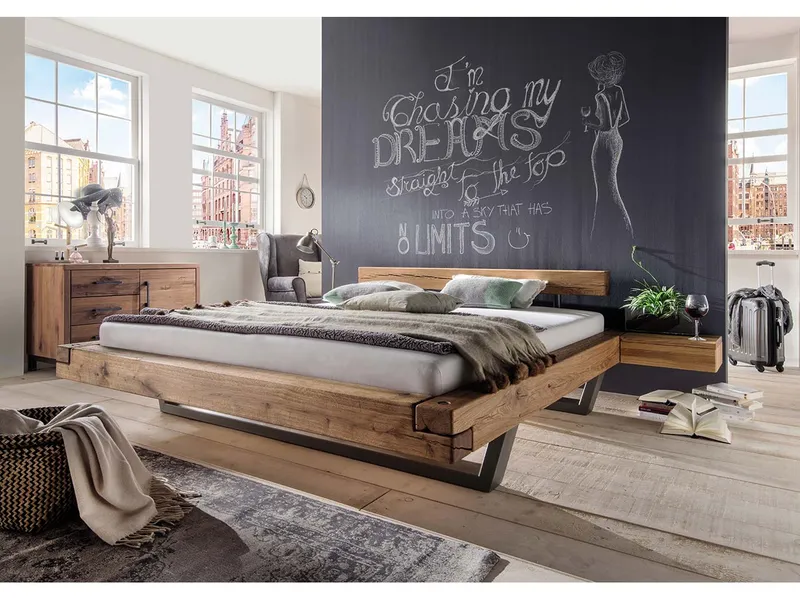 TPT TPT Schwebebett "Aiolos" inkl. Kopfteil, 160 x 200 cm, Wildeiche geölt – Produktbild 1 von 1