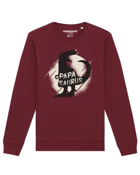 watapparel watapparel Sweatshirt Unisex Papasaurus, Burgundy, – Produktbild 1 von 3
