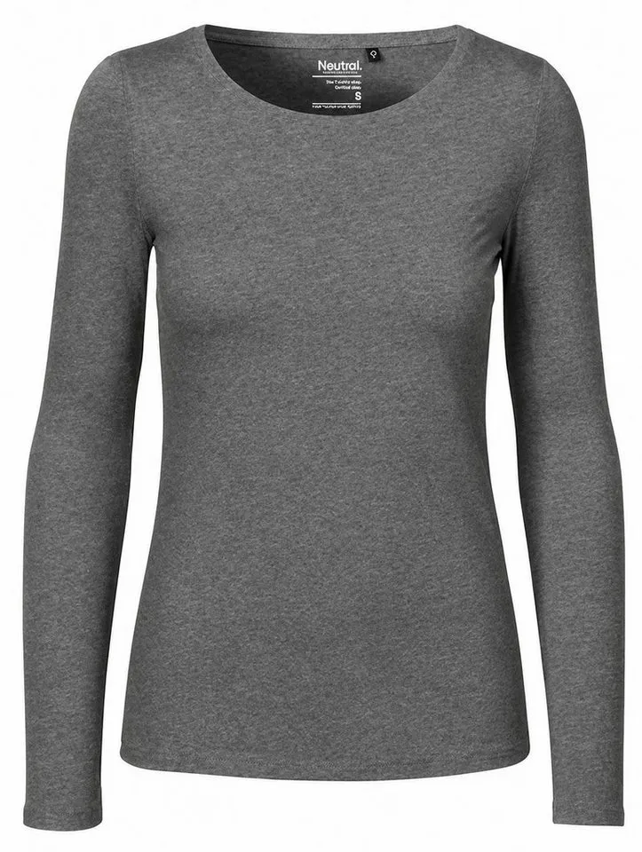 Neutral Neutral Langarmshirt Damen Long Sleeve T-Shirt / 100% Fairtrade-Baumwolle, Dark heather, – Produktbild 2 von 3