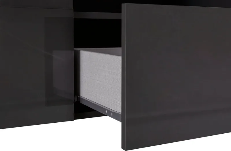 Home affaire Lowboard Dama Breite 181 cm, TV-Board 2 Türen, 1 Schubkasten, TV-Schrank, Front in 3D-Optik, viel Stauraum, verschiedene Farben, Grau, – Produktbild 8 von 8