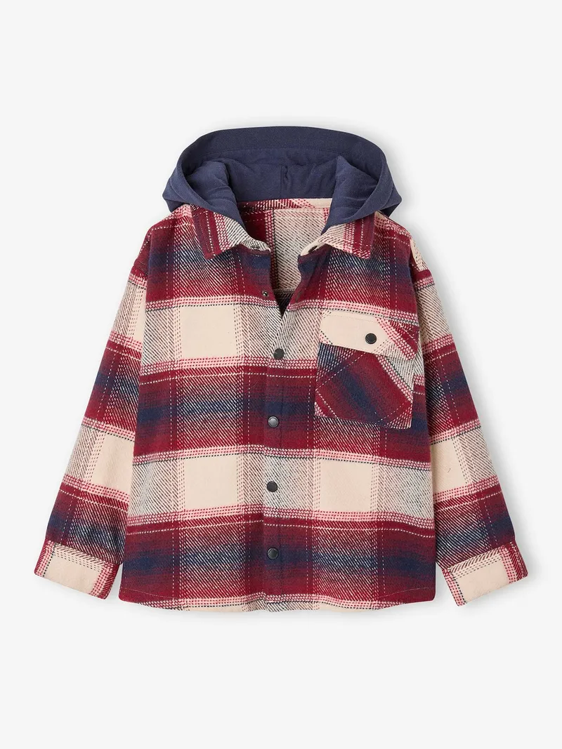 Vertbaudet Vertbaudet Hemdjacke mit Kapuze Jungen, Bordeaux, – Produktbild 3 von 4