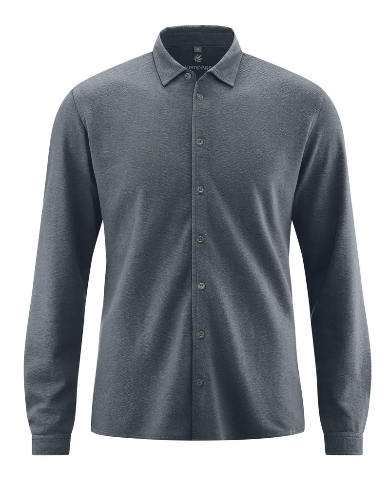HempAge Hempage Herren vegan Shirt Aus Slub Jersey Schiefergrau, Grau, – Produktbild 1 von 2