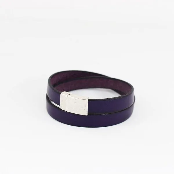 Mitienda Shop Mitienda Shop Lederarmband mit Magnetverschluss Unisex, Lila-silber, – Produktbild 1 von 2