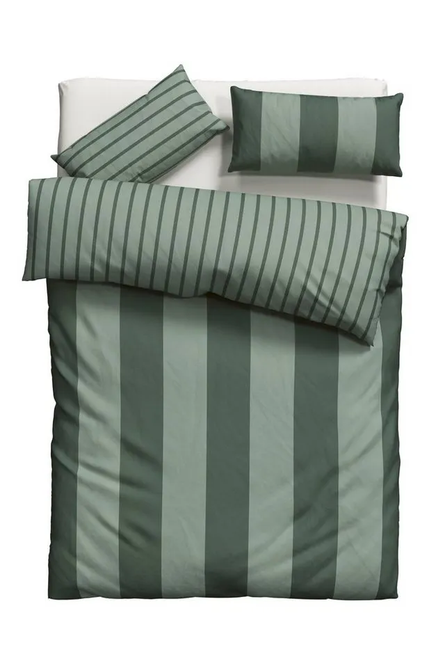 OTTO home Wendebettwäsche Sari in verschiedenen Qualitäten, Flanell, 2 teilig, ab Gr. 135x200 cm, Wendedesign, moderne Bettwäsche mit Streifen, Grün, – Produktbild 6 von 6