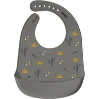 Kikadu Silikon Lätzchen mit Auffangschale Zebra grau Maße 30,5 x 23 cm – Produktbild 1 von 1