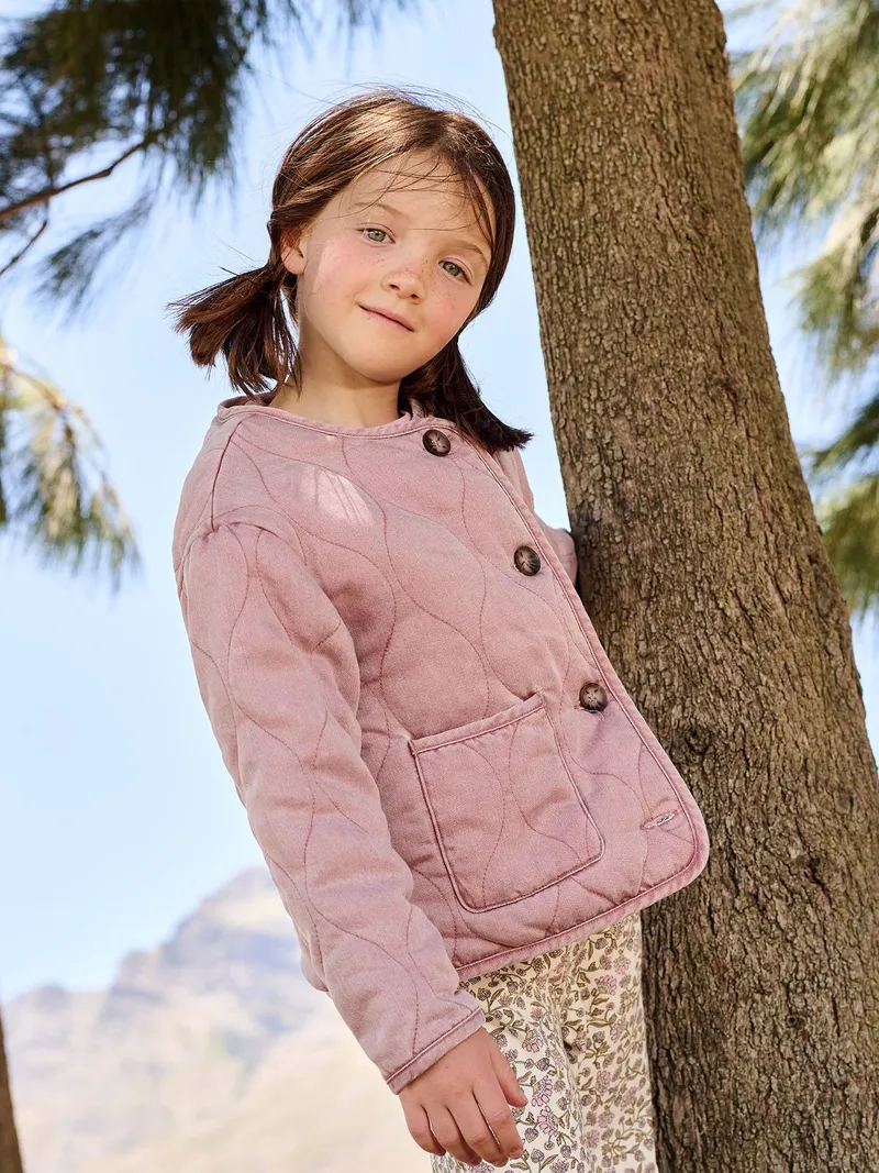Vertbaudet Vertbaudet Steppjacke mit Teddyfleece-Futter & Wellensteppung Mädchen, Rosa, – Produktbild 1 von 4