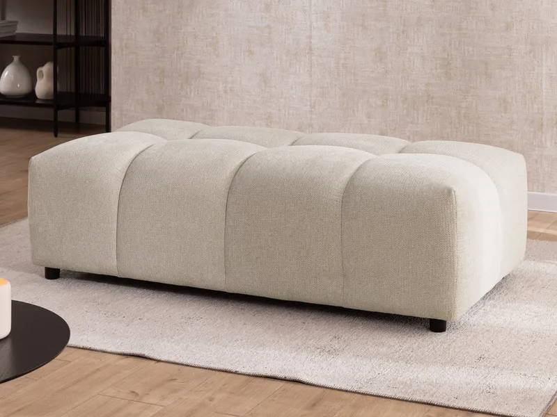 S-Style Möbel Polsterhocker Bubble mit Sitzfläche in Bubble-Optik aus weichem Strukturstoff (1 x Hocker), mit Wellenfederung, Beige, – Produktbild 1 von 5