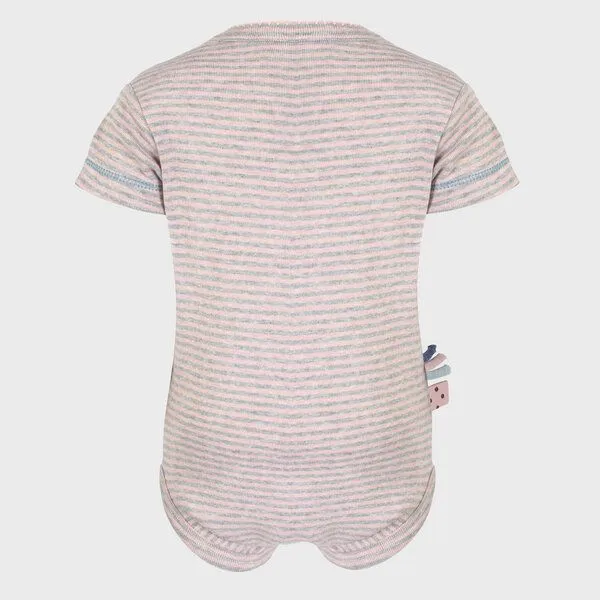 OrganicEra Baby S/S Kurzarm Bodysuit Gestreift 'OrganicEra' aus Bio-Baumwolle, Rose melange (rose), – Produktbild 3 von 4