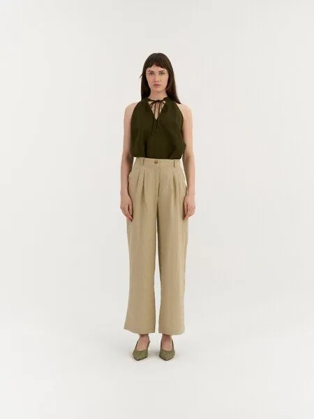 AmourLinen AmourLinen Klassische gerade Leinenhose VERA, Beige (braun), – Produktbild 1 von 1