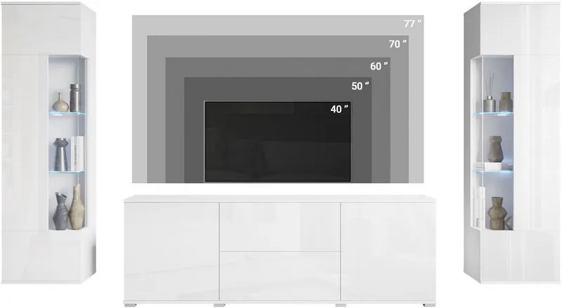 OTTO home Wohnwand KENIA, (Komplett-Set, 3-St), Vitrinen mit Eckverglasung, hängend und stehend montierbar, Braun, – Produktbild 5 von 6