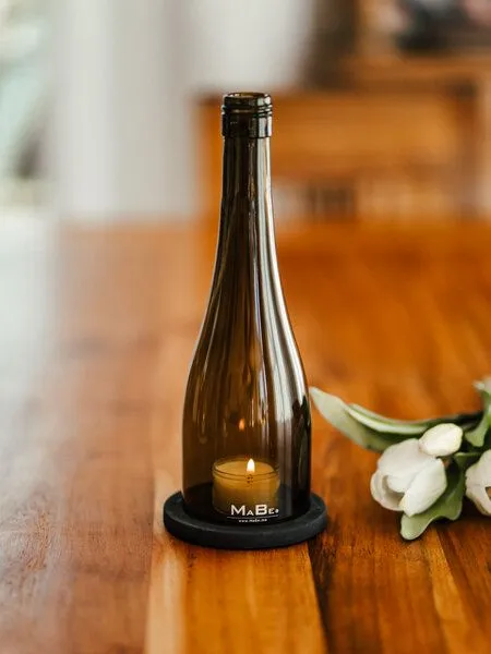 MaBe MaBe Wein Windlicht passend für jeden Tisch, Sideboard, Tresen - egal ob innen oder außen, Oliv, – Produktbild 1 von 3