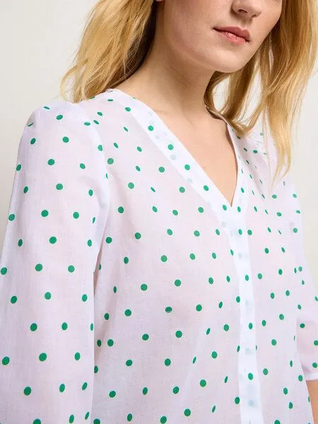LANIUS LANIUS 3/4-Arm Bluse aus Bio-Baumwolle, Print polka dots green, – Produktbild 4 von 4