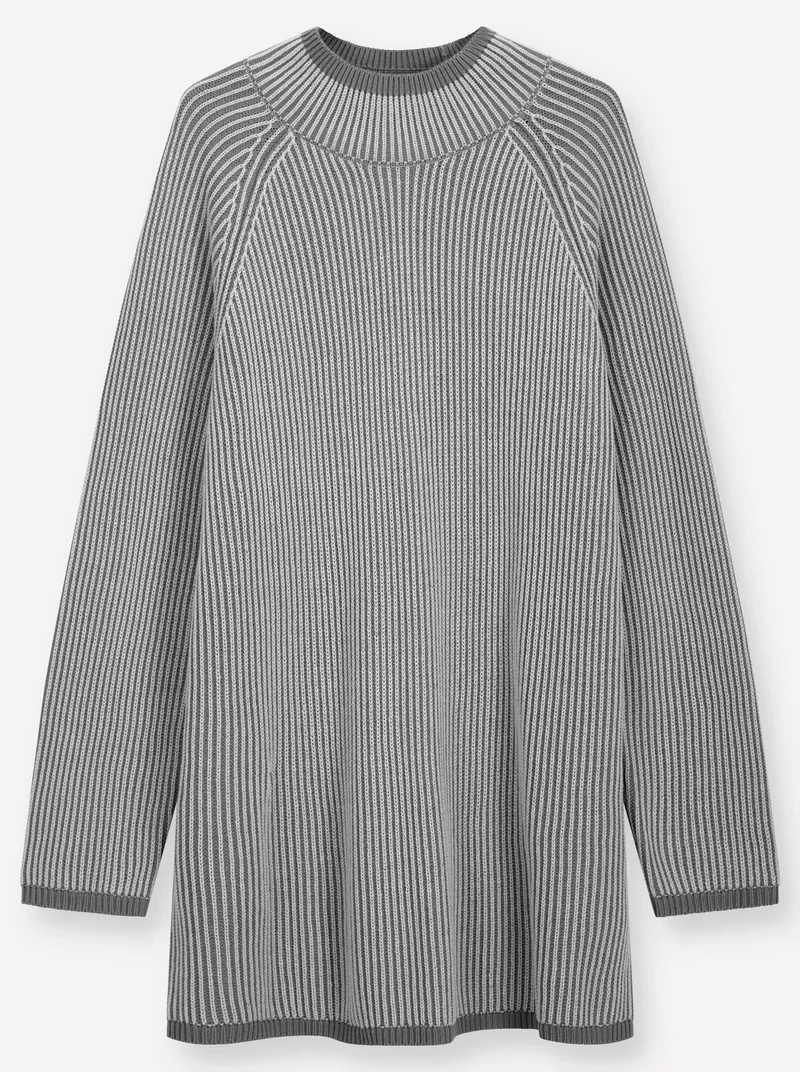 sheego Rollkragenpullover grau-hellgrau, Grau-hellgrau, – Produktbild 1 von 2