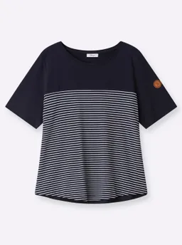 sheego Streifenshirt tiefblau-weiß-geringelt – Produktbild 1 von 1