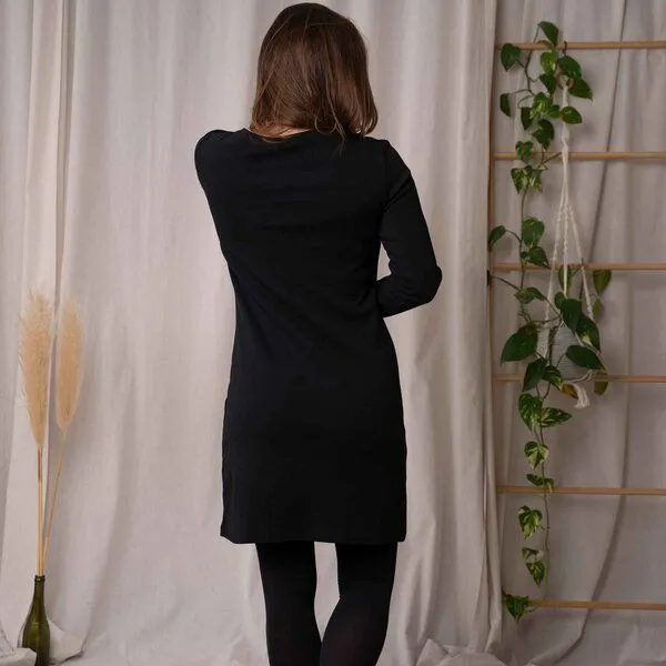 Vresh Clothing Vresh Clothing Vlora - Langarmkleid aus Biobaumwolle, Schwarz, – Produktbild 3 von 4
