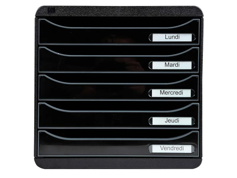 Exacompta Exacompta Schubladenbox Big Box Plus "Glossy", DIN A4+, 5 Schubladen offen, schwarz – Produktbild 1 von 1