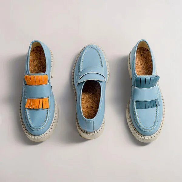 AGAZI AGAZI DIANE - 3 in 1 apple leather loafers (vegan, plant-based), Sky blue, – Produktbild 1 von 4