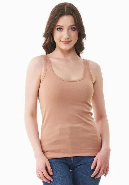 ORGANICATION ORGANICATION Geripptes Basic Top aus Bio-Baumwolle, Tan, – Produktbild 1 von 4