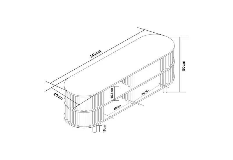 en.casa TV-Schrank Fernsehtisch »Jarvenpaa« 140x40x50 cm Bambus, Beige, – Produktbild 4 von 5