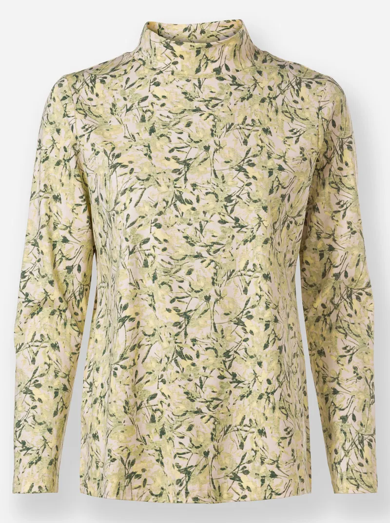 Witt Stehkragenshirt lindgrün-zitrone-bedruckt, Lindgrün-zitrone-bedruckt, – Produktbild 2 von 2