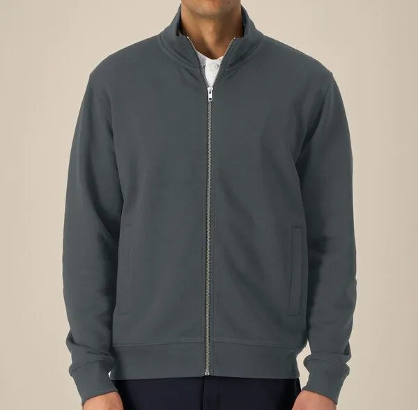 FAIRTICKEN BASICS FAIRTICKEN BASICS Unisex Stehkragen Zipper aus 85% Bio-Baumwolle und 15% recycelten Polyester, Anthrazite, – Produktbild 2 von 3