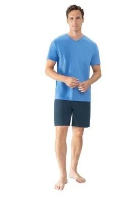 mey Mey Herren Schlafanzug Pyjama kurz "Micro Blue" Made-in-Green – Produktbild 1 von 1