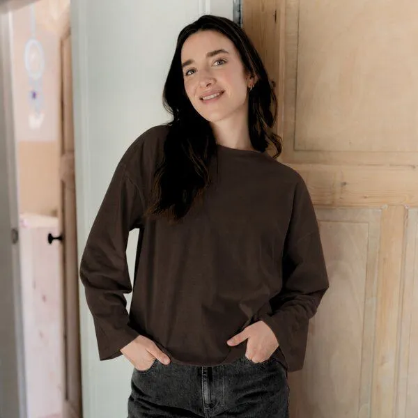 NORDLICHT NORDLICHT Oversize Langarmshirt Pien, Braun, – Produktbild 4 von 4