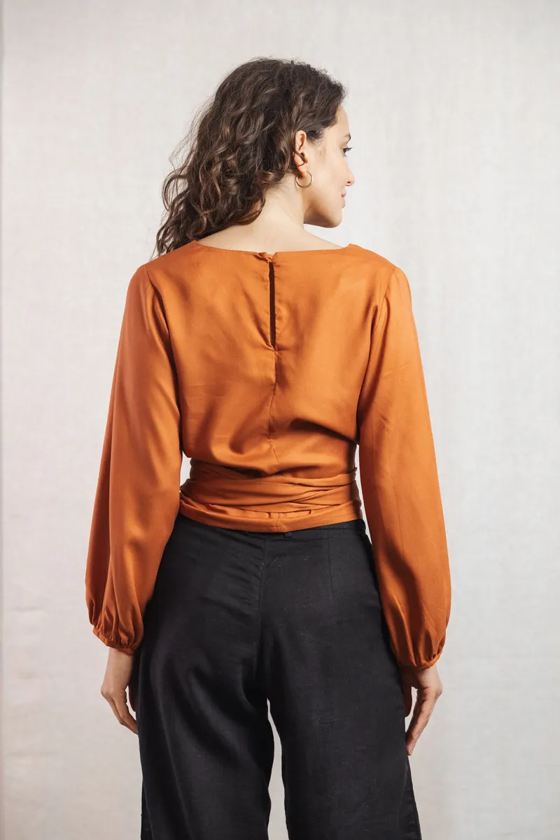 Jyoti - Fair Works Jyoti - Fair Works Damen vegan Bluse Prasoon Rost, Dunkelorange, – Produktbild 2 von 2