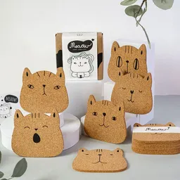 PepMelon Katzen Korkuntersetzer aus Kork, 6er set – Produktbild 1 von 1