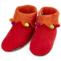 short n pietz short'n'pietz Hausschuhe Harlequin handgefilzt für Kinder und Erwachsene, Rot, – Produktbild 1 von 1