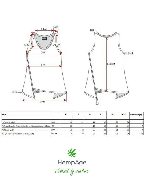 HempAge HempAge Damen asymmetrisches Top 100% Hanf, Anthrazit(schwarz), – Produktbild 1 von 3