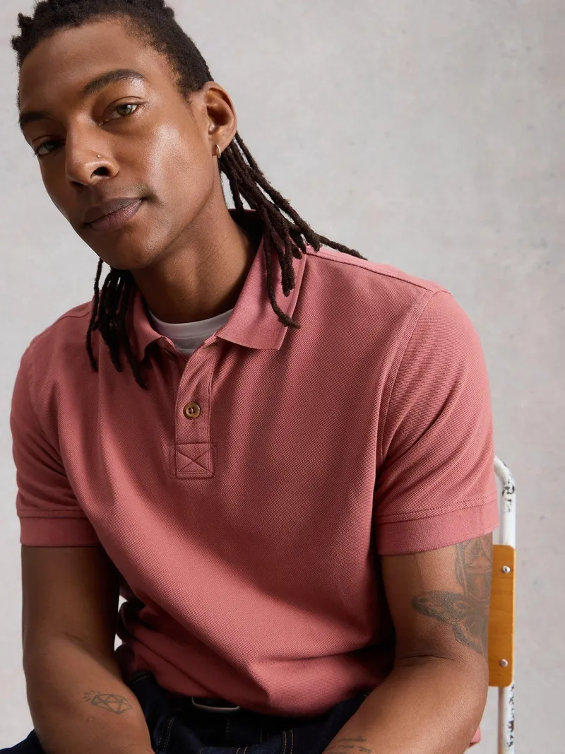 White Stuff Polohemd Utility - XL/R, Dunkles rosa, – Produktbild 3 von 4