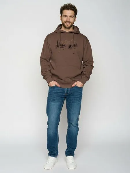 GreenBomb GREENBOMB Bear River Joy - Gemütlicher Hoodie aus Bio-Baumwolle / hochwertiger Print / GOTS / Fair & Vegan, Braun (earth wood), – Produktbild 3 von 4