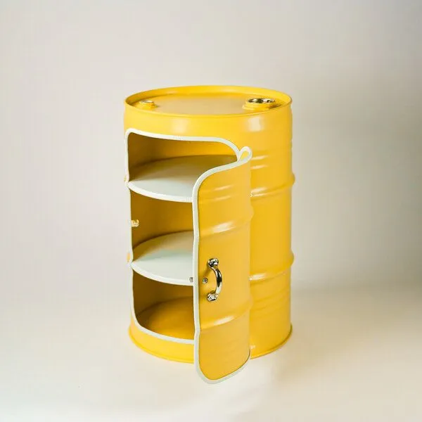 Lockengelöt Lockengelöt Nachttisch/Couchtisch mit Tür aus einem kleinen Ölfass, Purpur, – Produktbild 3 von 3
