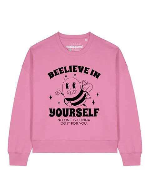 watapparel watapparel Sweatshirt Frauen Beelieve in yourself, Bubble pink, – Produktbild 1 von 2