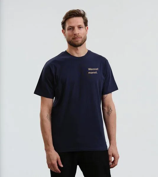 Gary Mash GARY MASH T-Shirt Wennst manst. aus Biobaumwolle, Dunkelblau (blau), – Produktbild 2 von 3