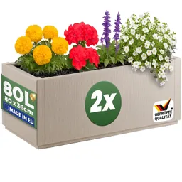 Casaria® Blumentopf Ethica 2er-Set Kreideweiß Kunststoff 80x36x36cm – Produktbild 1 von 1