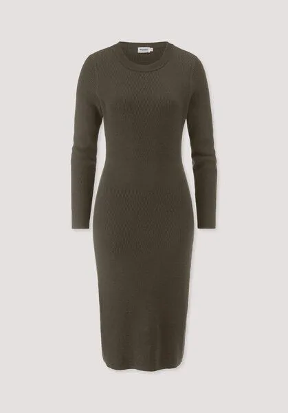 hessnatur hessnatur Strick Kleid Regular aus Bio-Baumwolle mit Bio-Merinowolle, Vintage oliv, – Produktbild 4 von 4